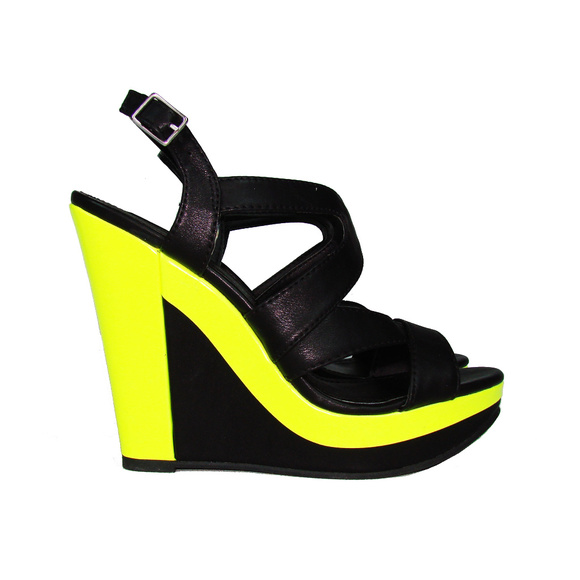 Rock & Republic Neon Platform Wedge Strappy Heels - Picture 2 of 8